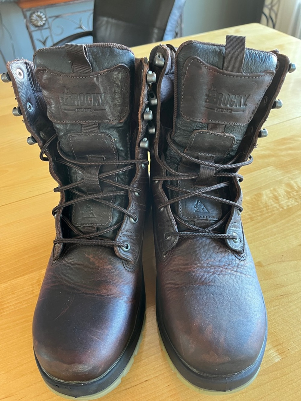 Rocky Men’s Brown Leather Lace-Up Work Boots